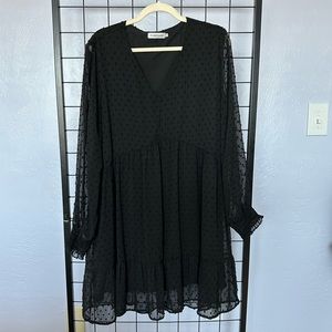 Sheer Black Swiss Dot Dress